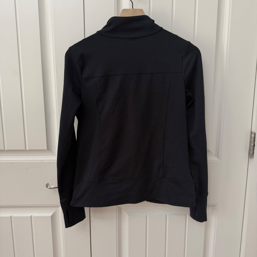 Freely Athletic Jacket Size M Black Full Zip Mock Neck Thumbhole Pockets - Picture 2 of 6